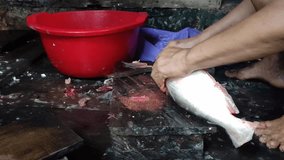 Cut the fish meat properly. 4k videos
