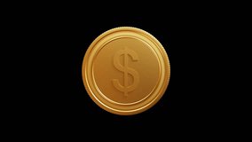 Gold coin in 3D animation with a rotating Dollar sign on Transparent Background. For Business and Financial Concepts. The US Dollar is the official currency of the US and several other countries. - Powered by Shutterstock - Get 15% off with code: PIKWIZARD15