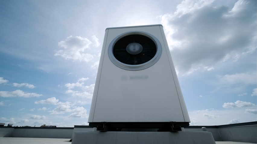 HVAC heating, ventilation and air conditioning systems. Heat pump on the roof