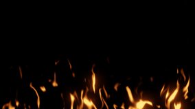 Fire visual effect isolated on black. Animation of flames burning for digital visual effect. 4k