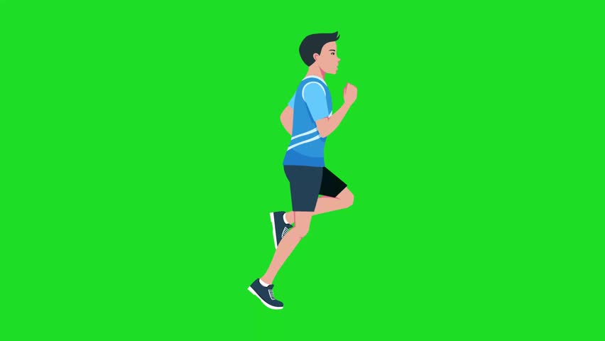male athlete running cartoon animation clip art green screen background loop Royalty-Free Stock Footage #1107876171