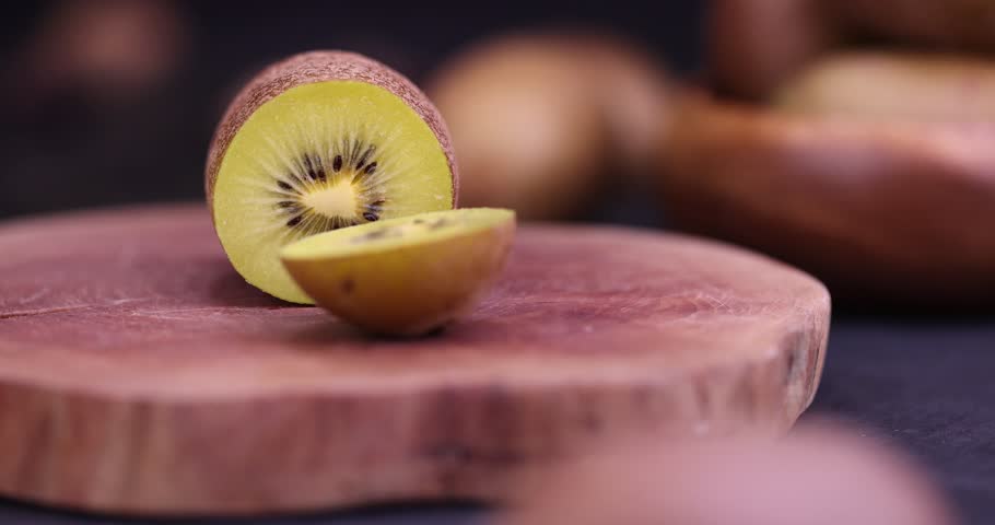 cut into pieces kiwi yellow, fresh ripe kiwi yellow with a sweet taste