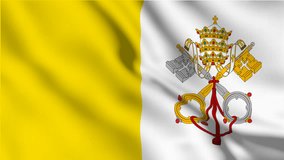 Vatican City national flag video. 3D Vatican City flag waving seamless loop video animation