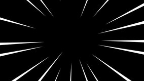 4K anime speed line background black and white rays starburst animation sunburst loop motion anime comic. suitable for video projects