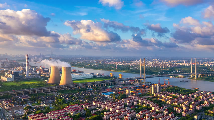 Time-lapse photography of the Minpu Bridge in Minhang District, Shanghai, China