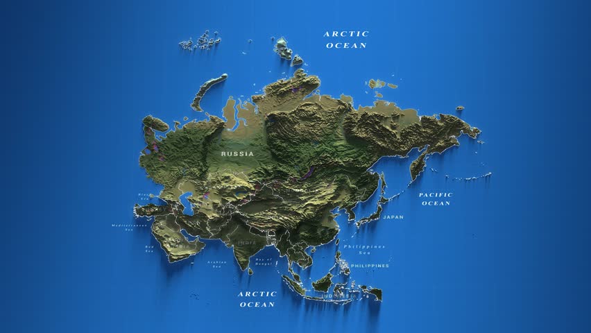 
Asia Continent Map 3D Animation