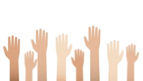 Animation of a Group of People hand raised up in the air, alpha channel included. - Powered by Shutterstock - Get 15% off with code: PIKWIZARD15