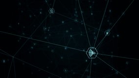 Motion graphic of Blue digital ai technology icons linked on grid mesh and line connection on futuristic abstract background technology with camera zoomin seamless loop vertical video - Powered by Shutterstock - Get 15% off with code: PIKWIZARD15