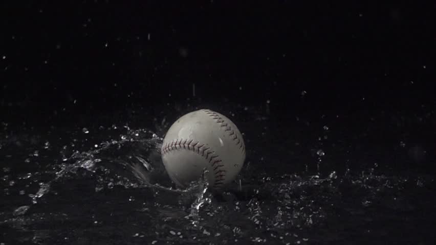 Super Slow Motion Shot of baseball ball and bat at 1000 fps. Waterfall at 1000 frames per second. Sport concept super slow motion shot on high speed camera 1000 fps. 