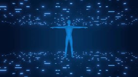 Holographic Digital Man Blue Futuristic Background Rotating 360-Degree 3D 4K Animation - Powered by Shutterstock - Get 15% off with code: PIKWIZARD15