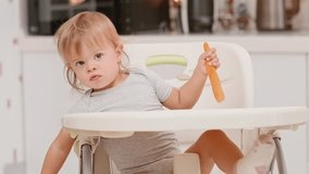 Naughty toddler refusing to eat soup, problems with baby lead weaning. A child doesn't want to eat a meal, how to cook so your child will like it.