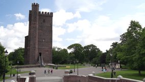 Karnan Medieval Castle near Terrasstrapporna Summertime Timelapse in central Helsingborg Sweden.