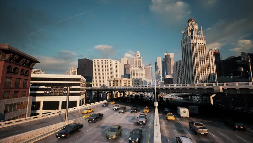 City traffic on the road cars driving on the overpass | Shutterstock HD Video #1107955689