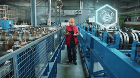 Professional engineer walking at factory. Augmented processing. Digitized image of future work at ennterprises. Checking status of manufacture - Powered by Shutterstock - Get 15% off with code: PIKWIZARD15