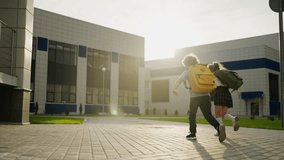 Little School Kids Playing And Running In School Yard, Go To Classes, Boy And Girl With Backpacks - Powered by Shutterstock - Get 15% off with code: PIKWIZARD15