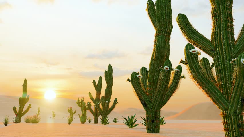 desolate desert plants beautiful scenery Royalty-Free Stock Footage #1107961561