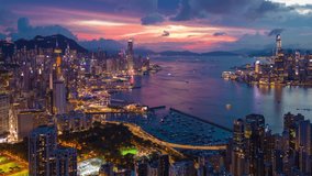 Aerial hyperlapse, dronelapse video of Hong Kong city at night - Powered by Shutterstock - Get 15% off with code: PIKWIZARD15