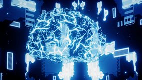 Engineering coworkers looking at hologram of artificial intelligence human brain simulation. Skillful colleagues interacting with AR AI visualization showing machine learning algorithms - Powered by Shutterstock - Get 15% off with code: PIKWIZARD15