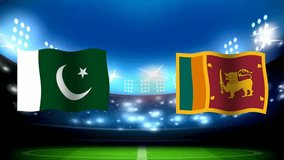 Pakistan vs Sri Lanka flag design vector on cricket stadium, cricket Asia Cup 2023 tournament. 4k video Animations