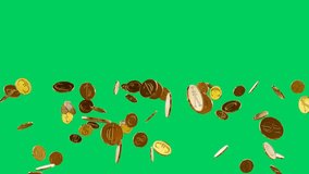 Gold coins bounce, fly up, fall down. Green background VJ Loop 3D rendering - Powered by Shutterstock - Get 15% off with code: PIKWIZARD15