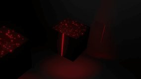 Cubes Movement Background VJ Loop with Red Pulsing Glow in 4K