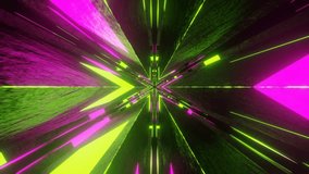 Lime and Pink Neon Glow Hex Star Backgriund VJ Loop in 4K