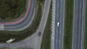 Aerial view of vehicle traffic on a Brazilian highway