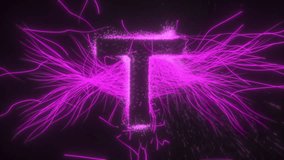 Letter T Reveal in Glowing Neon Electric Field by Curved Rays and Sparks. Complete Uppercase Set for Learning Alphabet in Sci-Fi futuristic Font. 4K 3D Abstract and Dynamic Footage on Black Background - Powered by Shutterstock - Get 15% off with code: PIKWIZARD15