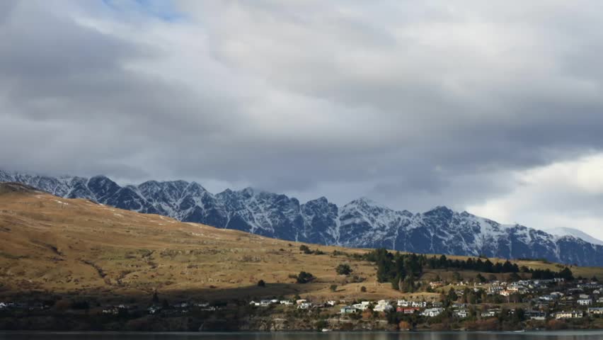 Time-lapse of Clouds over Snow-Capped Mountains - Queenstown, New Zealand