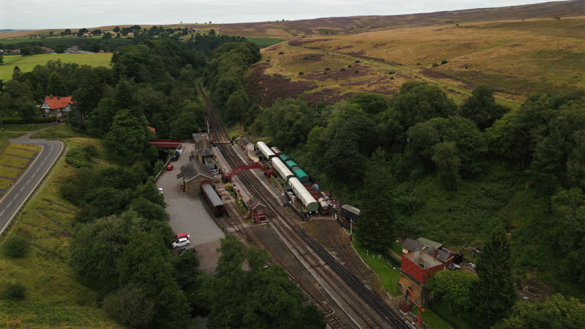 Establishing Drone Shot Over Goathland Train Station