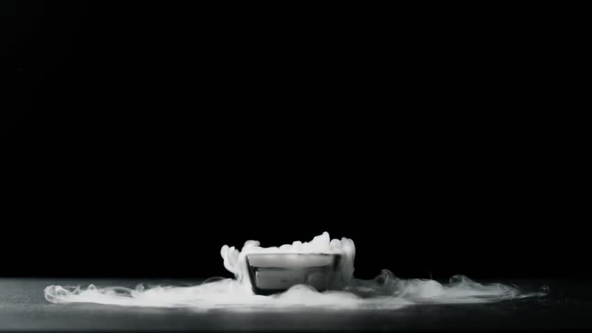 Isolated Dense Liquid Nitrogen Gas Plumes spread, black background