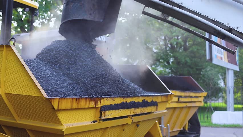 Process of asphalting, blacktopping and paving, asphalt paver machine and steam roller compactor during construction and repairing works, workers on the construction site, rental vehicle working
 Royalty-Free Stock Footage #1108007035