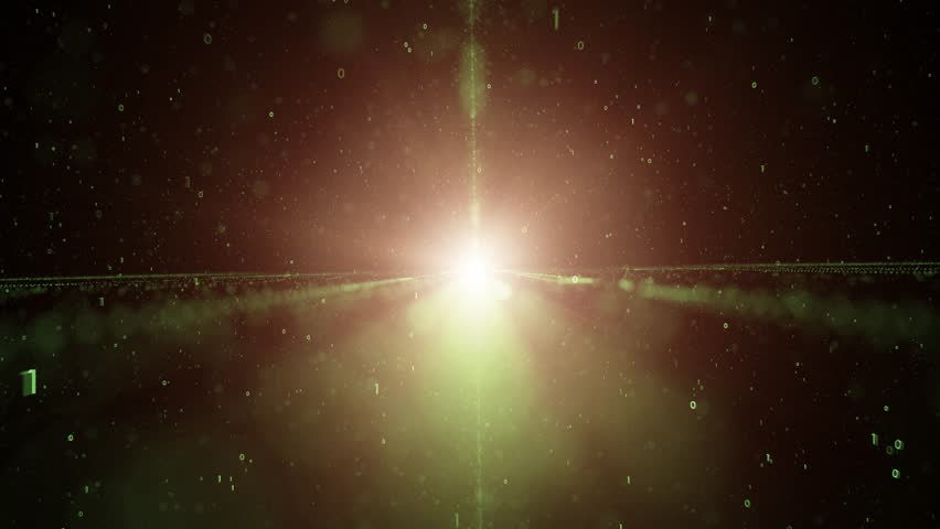 Shining computer network binary numbers travel motion background. 3d copy space animation.