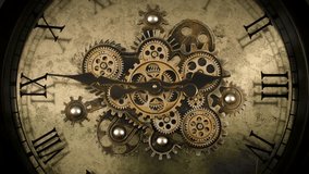 Vintage old clock ticking. Gears rolling. Warm colors. Time. Close up. Macro. - Powered by Shutterstock - Get 15% off with code: PIKWIZARD15