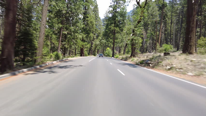 Yosemite Valley Front View 2 Southbound 04 Bridalveil Fall to El Capitan Road Driving Plate California USA World Heritage Site