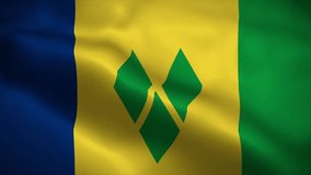 Saint Vincent and The Grenadines flag waving animation, perfect looping, 4K video background, official colors