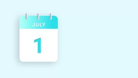 July - Calendar Animation Displaying Monthly Progression in Stunning 4K Resolution