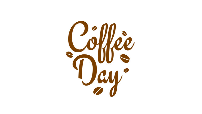 international coffee day lettering animation text ,4k video animated alpha channel. Suitable for greeting card and celebration