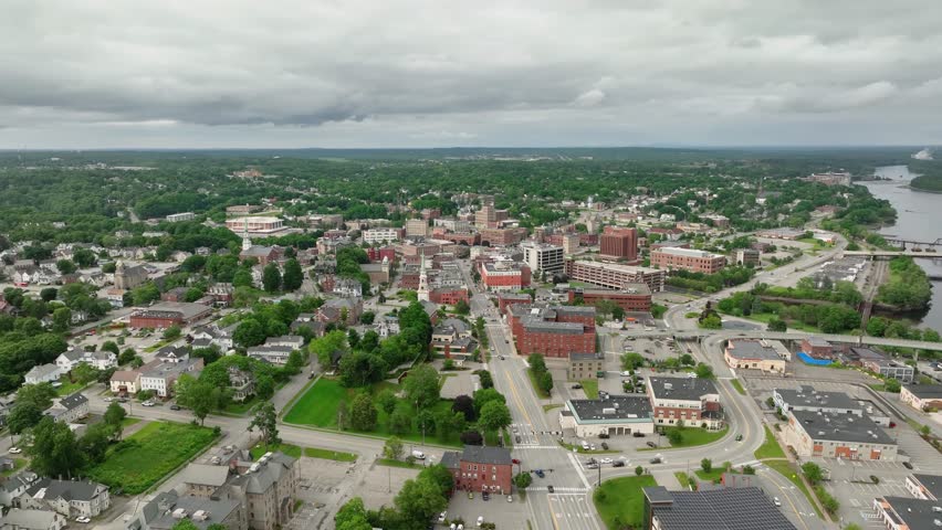 Drone shot of Bangor, Maine