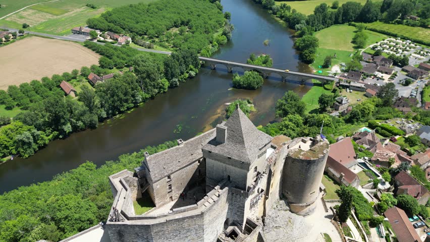 Castelnaud Dordogne river France drone,aerial