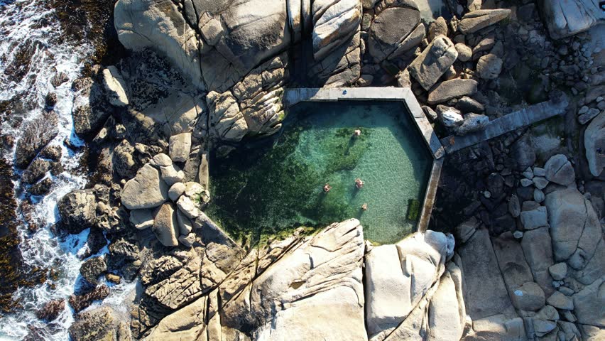 Aerial View of Sea Point and its tidal pool in Cape Town, western Cape, South Africa
