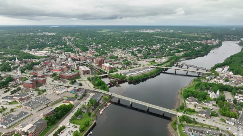 Drone shot of Bangor, Maine