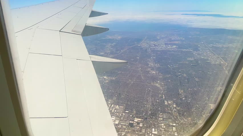 Airplane Window View over Los Angeles California