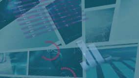 Animation of programming language and multiple graphs over hud screens. Digital composite, coding, database, data processing, business, report, progress, futuristic and technology concept. - Powered by Shutterstock - Get 15% off with code: PIKWIZARD15