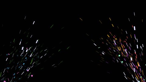 Confetti party explosion effect - Double burst of festive colourful particles on transparent alpha channel background, videoclip de stoc