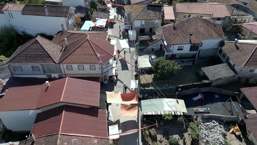 Roofs of lonoa city during ethnographic festival pereiro de aguiar lonoa spain