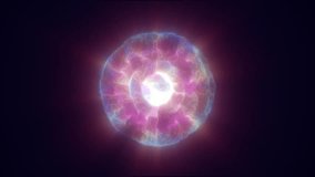 Multicolored energy glowing sphere futuristic atom from electric magic particles and energy waves background - Powered by Shutterstock - Get 15% off with code: PIKWIZARD15
