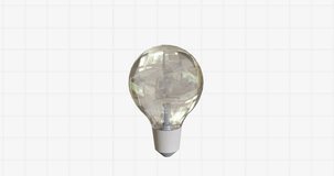 Animation of lightbulb over mathematical data processing. Global science, research, computing and data processing concept digitally generated video.