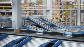 Static Footage with Automatic Conveyor Belt System with AI Capabilities Handling, Sorting and Preparing Parcels for Shipping. VFX Augmented Reality Animation Visualizing Internet of Things Concept - Powered by Shutterstock - Get 15% off with code: PIKWIZARD15