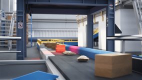 Augmented Reality Visualization of Parcels, Cardboard Boxes and Packages on a Conveyor Belt in a Modern Mail Delivery Warehouse. Online Shopping Orders Monitored by Artificial Intelligence Software - Powered by Shutterstock - Get 15% off with code: PIKWIZARD15